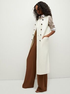 VERONICA BEARD  Virgin Wool Blend Long Double Button Vest